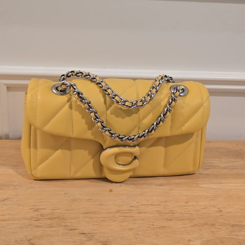Yellow Coach Quilted Tabby 20 Chain Shoulder Bag - Picture 1 of 5